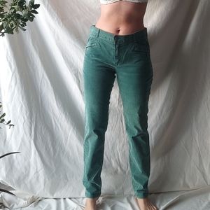Olsen Green Corduroy Mid Rise Pants